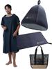 Sauna Set Sauna Sauna Sauna Poncho and Mesh Bag [co-que] (4-Piece Set) Hat, Mat, Lite, (All Gray)