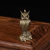 Retro Brass Owl Ornaments Miniature Statues Retro Copper Animal Tea Pet Desktop Decorations Decoration Crafts Keychain Pendant