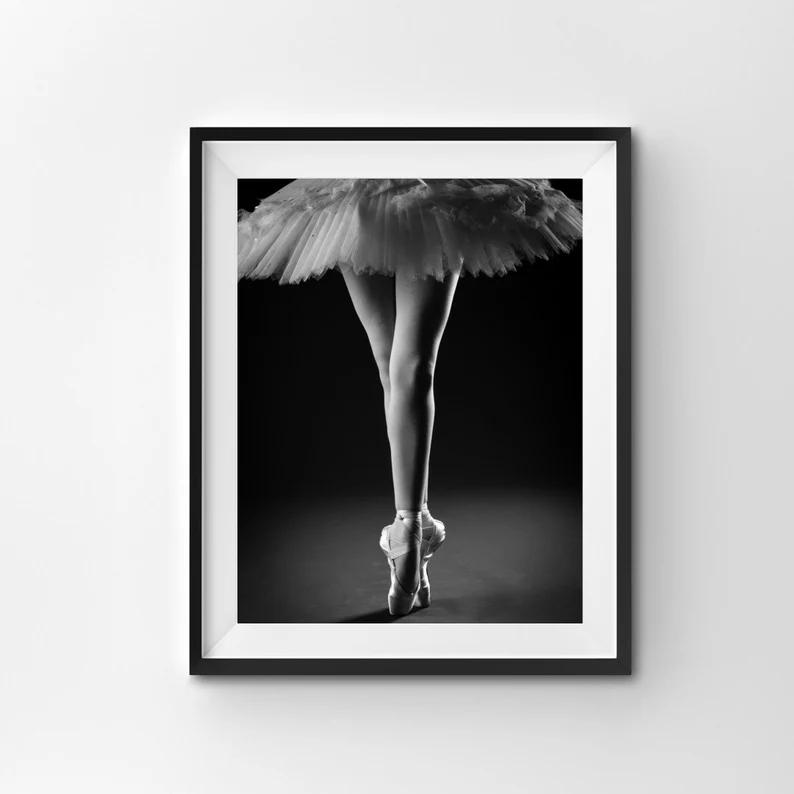 Черно-белые балетки для девочек, балерина, постеры и принты, танцовщица, холст, картина, настенная художественная картина, домашний декор для гостиной