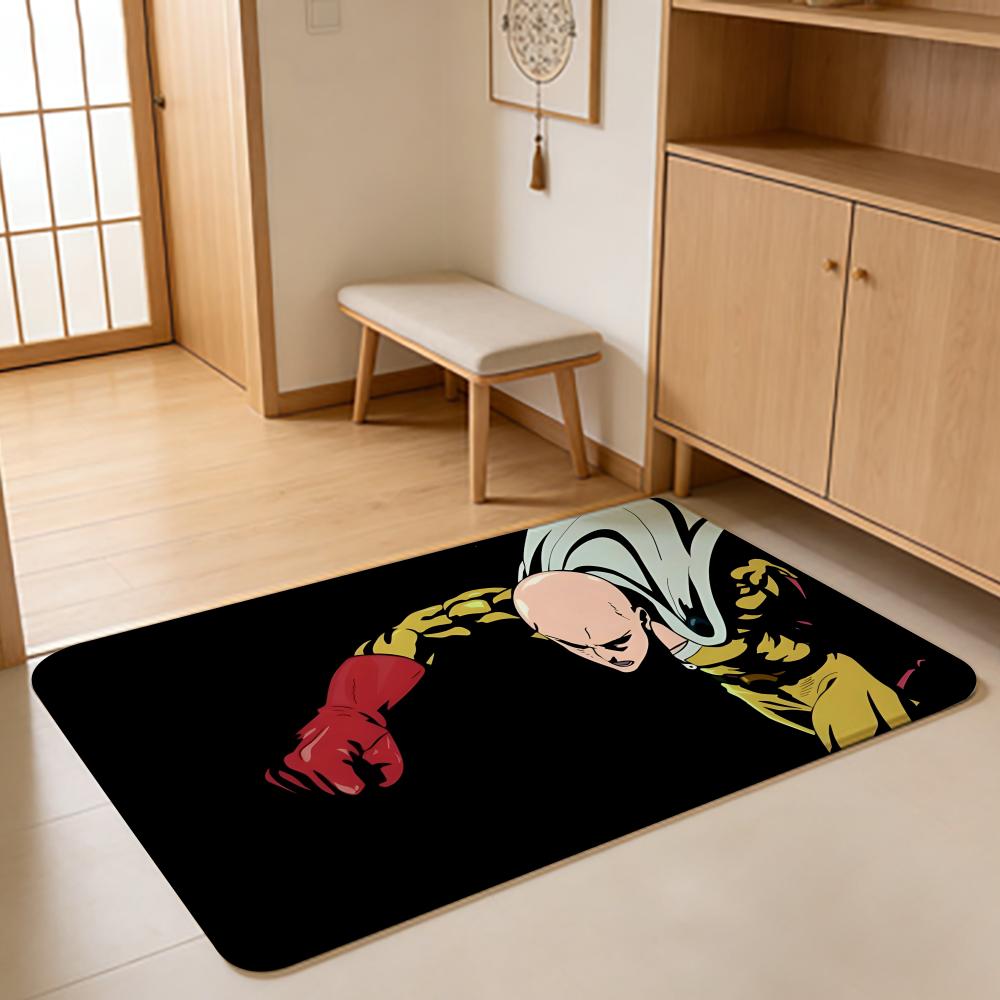 ANIME O-One Punch Man Floor Mat Absorbent Floor Mat Non-Slip Entrance Rug for Bathrooms Restrooms and Toilets