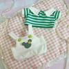 1 set Striped T-shirt 20cm Cotton Doll Clothes Strap Pants Plush Doll Clothes  Doll Accessories