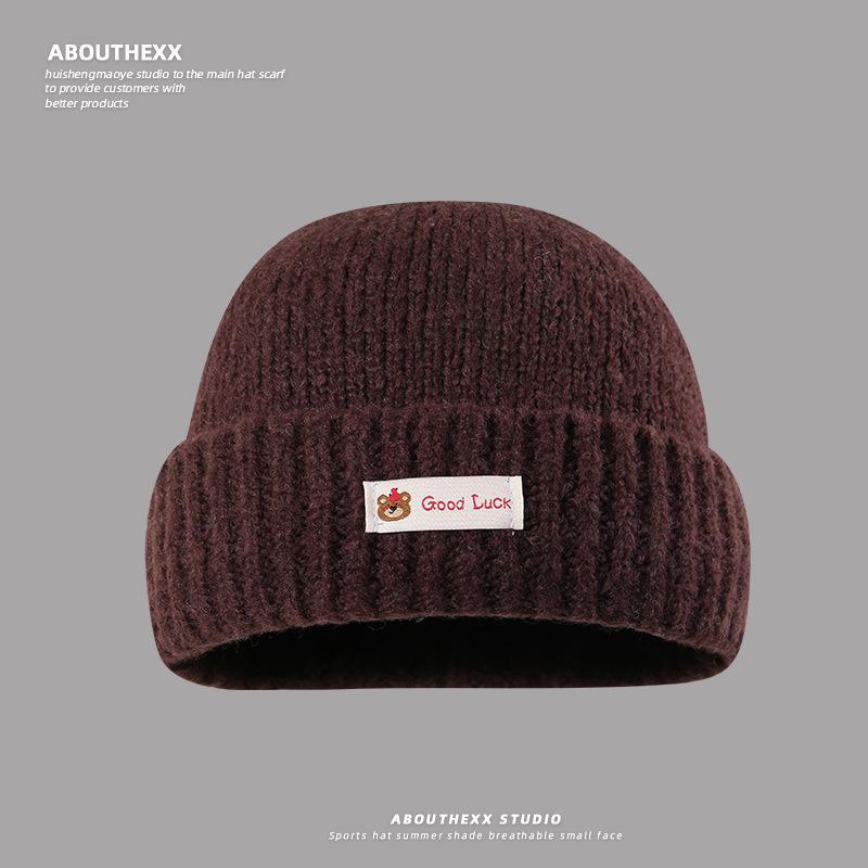 New Autumn and Winter Big Head Warm Hat for Women Showing Face Small Knitted Hat Outdoor Casual Ear Protection Cold Hat Men Pull Out Hat