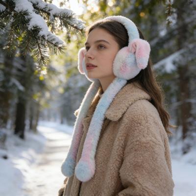 1/2 шт. плюшевые кроличьи наушники с двигающимися прыгающими ушками, градиентного цвета, мягкие пушистые накладки на уши, повязка на голову, зимние грелки для ушей