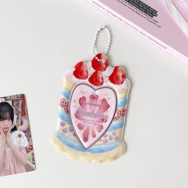 Kawaii Kpop Photocard Holder for 53x85mm PVC Card Protector with Pendant Keychain for Students Girls School Accessories Gift