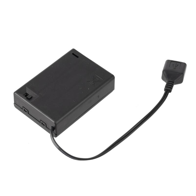 Кейс-коробка для хранения 2/3/4/6/8 батареек типа АА с USB для сборки светодиодного комплекта с выключателями