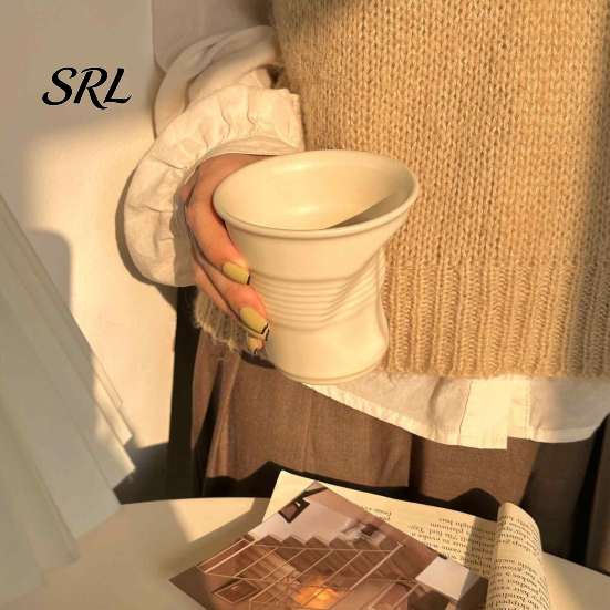 Ceramic Coffee Mug Irregular Pleated Water Cup, Simple Style Dopamine Solid Design Cup Color Mug, Decorative Teacup for Home And Office Chic Vessel
