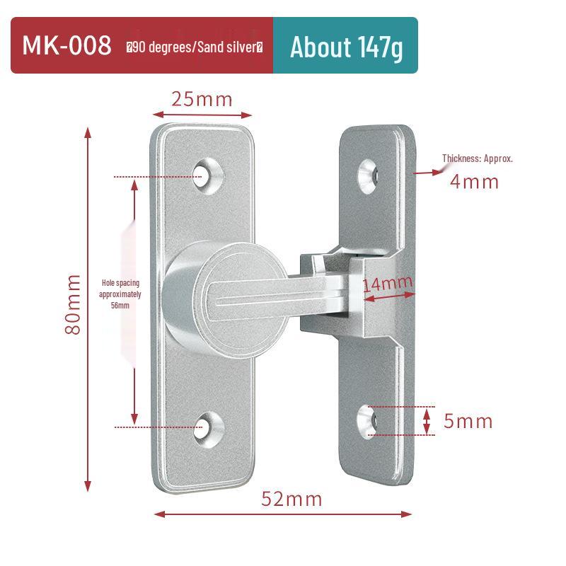 Светящийся замок-защелка для двери ванной комнаты без сверления