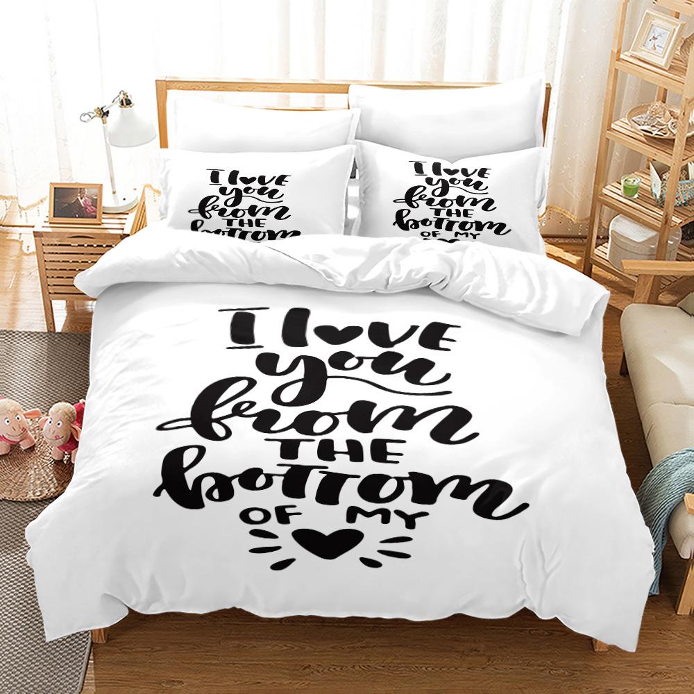 3D King and Queen Bedding Set Couple Room Duvet Cover 2/3pcs Holiday Gift AU210 * 240 Full Size Romantic Love Quick Drying Soft Home Textile