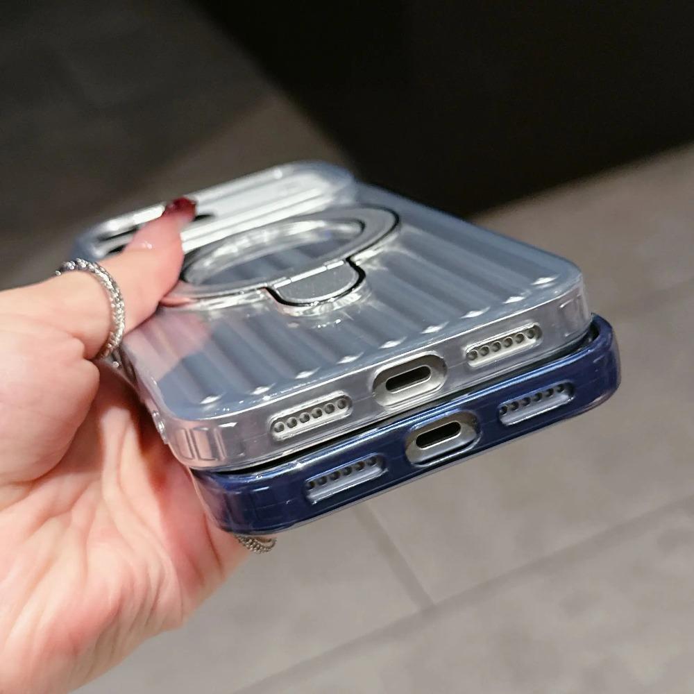 Модный 3D чехол-зарядка для багажа с гофрированной полосой для iPhone 17Air 16 15 14 Plus 13 12 11 Pro Max, противоударная задняя крышка
