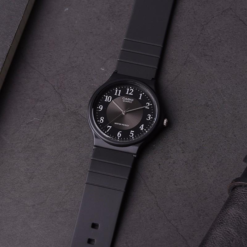 Casio Серия YOUTH-дисковый трехстрелочный модный простой деловой универсальный унисекс классический стрелочный черный циферблат водонепроницаемый кварцевый механизм смола MQ-24-1B3