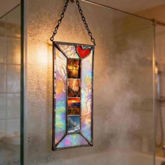 Рамка для фотобудки из витражного стекла ручной работы, винтажная вертикальная рамка для фотополоски на 4 фотографии, изготовленная вручную с использованием медной фольги, подарок на память