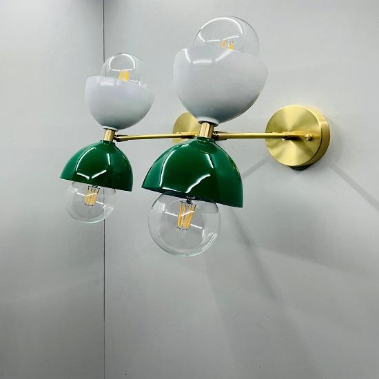 Пара настенных бра Diabolo с латунными акцентами | Итальянский дизайн 1950-х годов | Изготовленный на заказ светильник с 2 лампами для стильного домашнего освещения