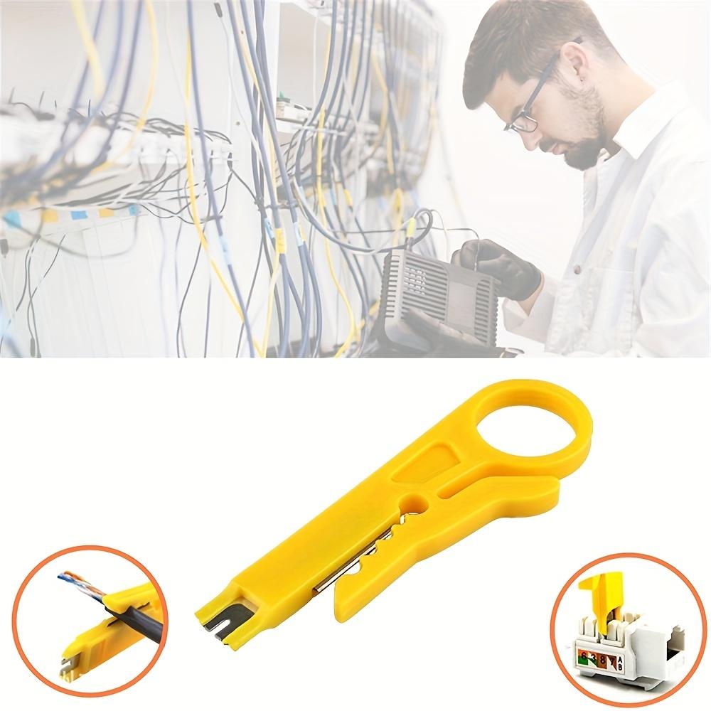 Yellow Portable Wire Stripper and Crimper Pliers Compact Cable Cutter Tool for UTP/STP Data Wires, Safe and Easy To Use Ideal for Modular Connectors
