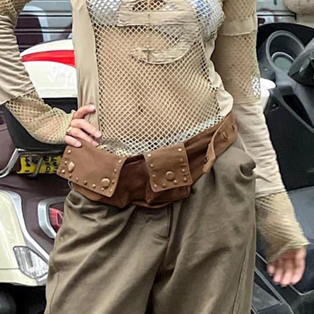 Cotton Hip-hop Belt Zinc Zinc Alloy Belts Pockets Waist Bag Grunge Bum Belt Streetwear