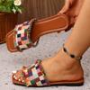 Летние женские тапочки брендовые дизайнерские тапочки в этническом стиле на плоской подошве повседневные тапочки для отдыха с квадратным носком и открытым носком универсальные Zapatillas Mujer
