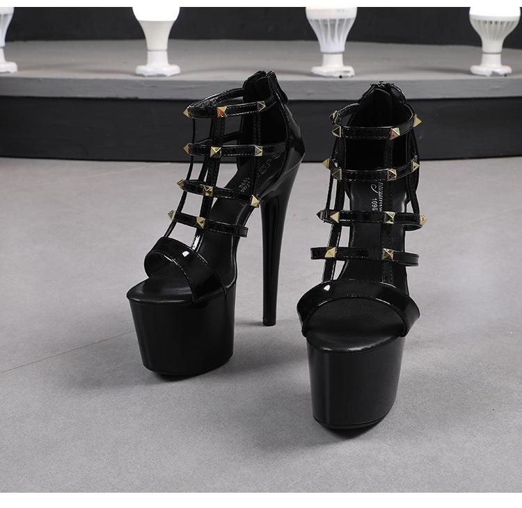 Женские туфли на шпильке, пикантные модные сандалии на молнии с маленькими бриллиантами, серия 181, каблук 16,5 см, платформа 7 см, LFD