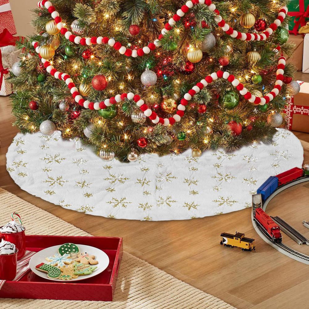 Юбка для рождественской елки, очень мягкая, износостойкая, простая установка, снежинка, круглый коврик для украшения рождественской елки, меховой ковер
