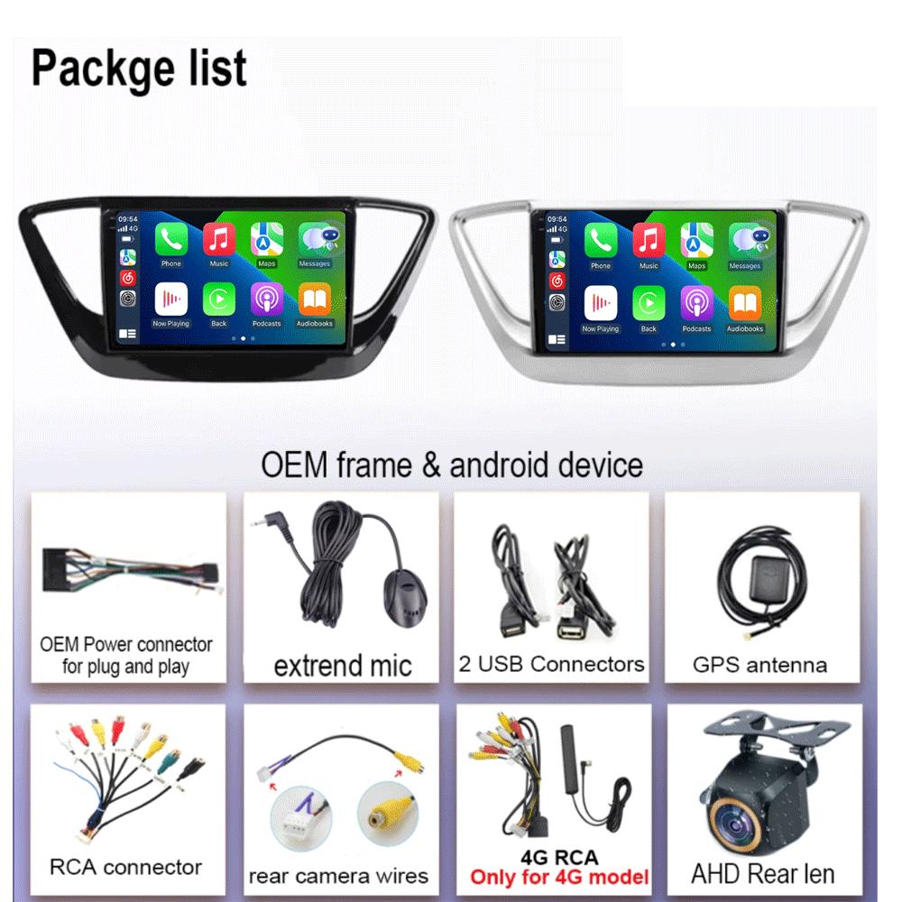 Android 14 Carplay Auto Car Radio For Hyundai Solaris 2 2017 - 2020 GPS Recorder Multimedia video Player 4G+WiFi DSP 2 din dvd