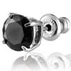 [Shinjuku Gin No Kura] 6mm Black Zirconia Single Stud Stud Earring, Silver 925, Single Earring, Large, Simple