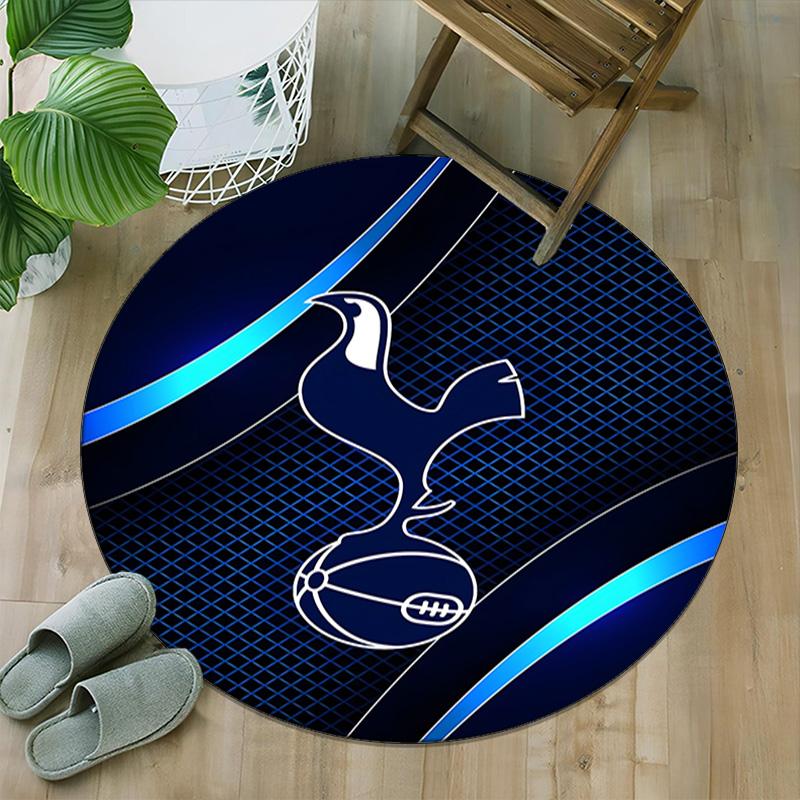1pc T-Tottenham Hotspur Carpet, Round Rug, Comfortable, Suitable for Entryways, Living Rooms, Office, And Bedrooms, Christmas Decoration