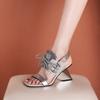 2024 Новые туфли из натуральной кожи Женские сандалии Модные необычные летние туфли на высоком каблуке Сандалии-гладиаторы Женская обувь Женская обувь