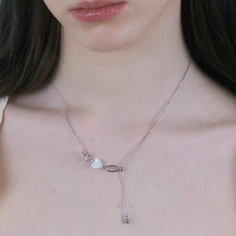 Pearlymore Heart Mother-of-Pearl Slide Ball Necklace_PM25N001SS