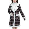 Womens Casual Fashion Coat Ladies Printed Winter Overcoats Female Midi Plush Warmer Outwear