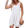Polyester Splicing Aline Mini Dress With Twist Knot For Summer Beach Vacation Wear