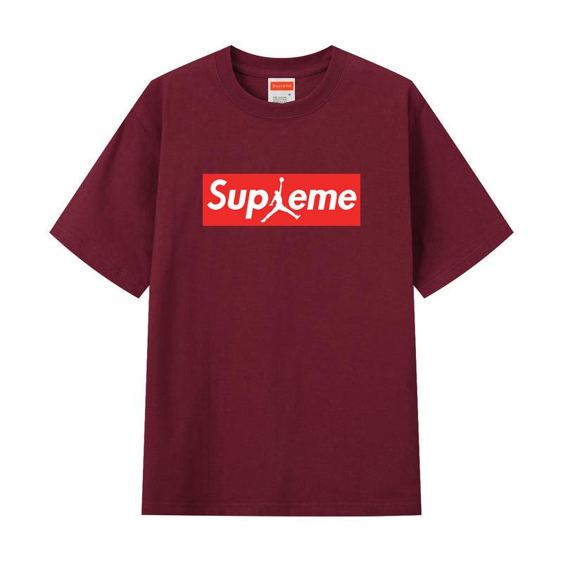 Футболка ZL06 Supreme 2025 из чистого хлопка с круглым вырезом и принтом, высококачественная парная футболка