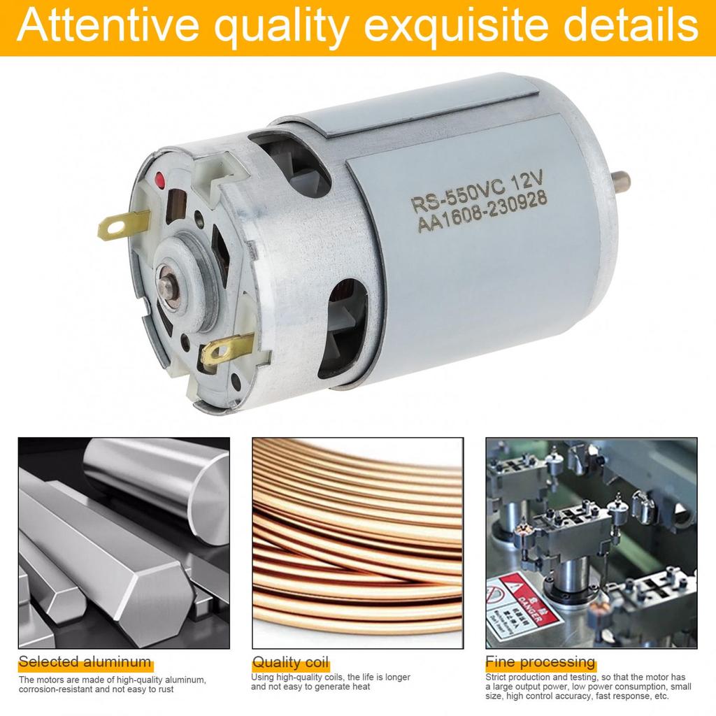 RS 550 DC Motor 10.8V-25V Высокоскоростной RS550 Микромотор для электрической дрели-шуруповерта Аккумуляторный электроинструмент Аксессуар