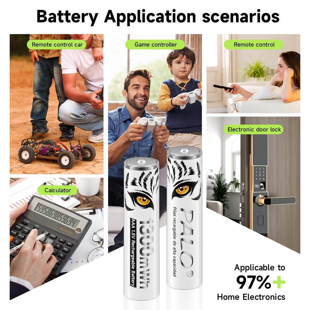 PALO 1.5V AAA 1300мВтч Аккумулятор литиевые батарейки ААА для мыши, игрушки, пульта дистанционного управления, микрофона + быстрая зарядка TYPE-C