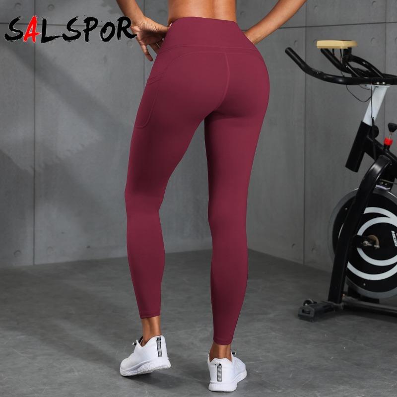Женские однотонные леггинсы с боковыми карманами, повседневные обтягивающие эластичные леггинсы