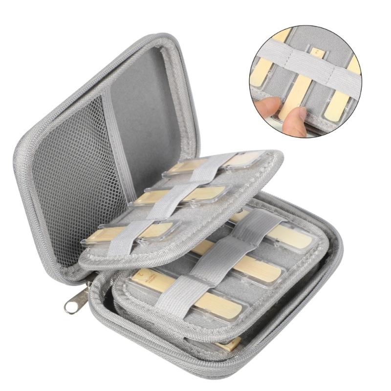 Saxophone Reed Carrying Case Waterproof Reed Storage Bag Portable Zipper Bag with Mesh Pocket for Clarinet Saxophone
