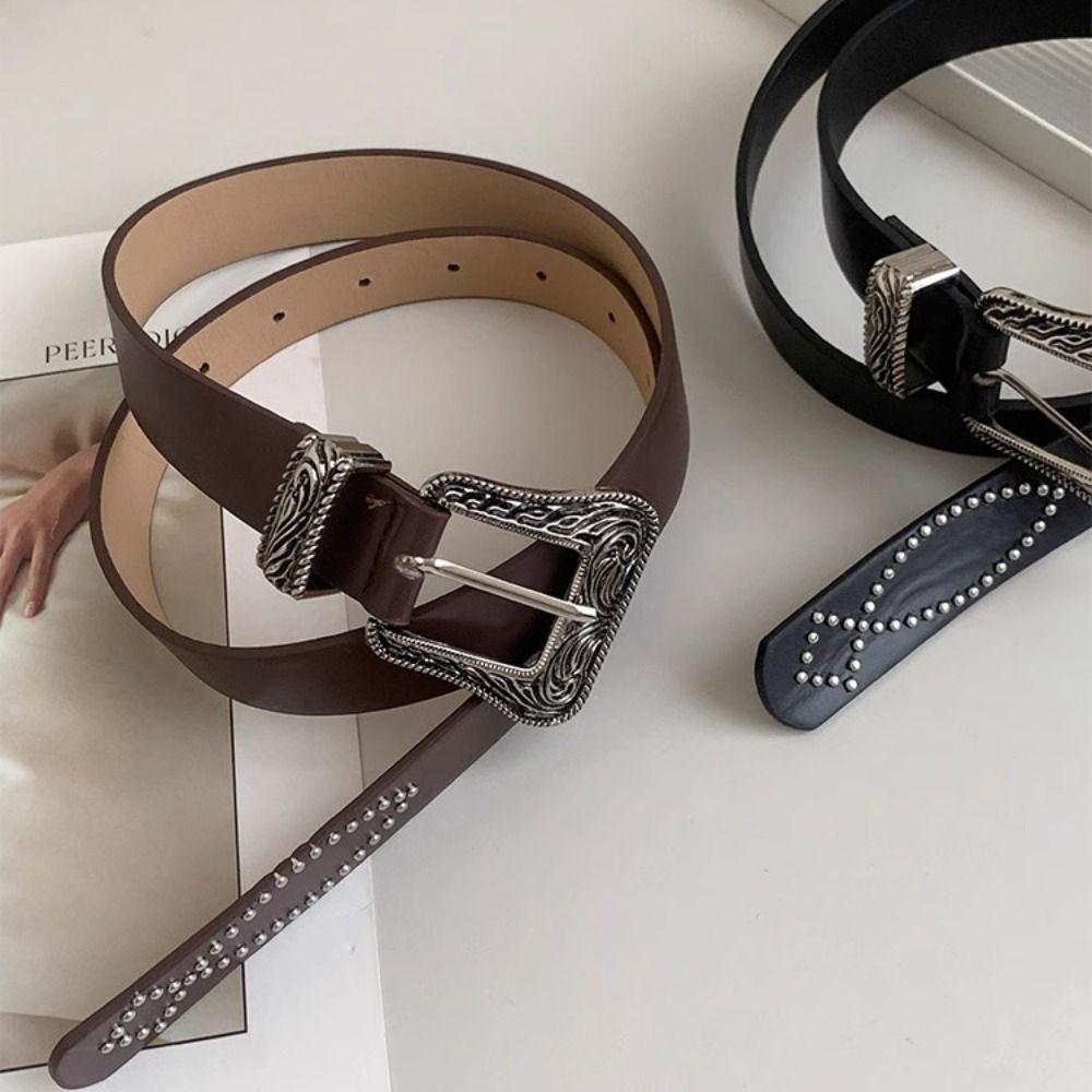 Винтажный панк-стиль ремень из искусственной кожи женский поясной ремень ретро Y2K ремень для джинсов вечеринка