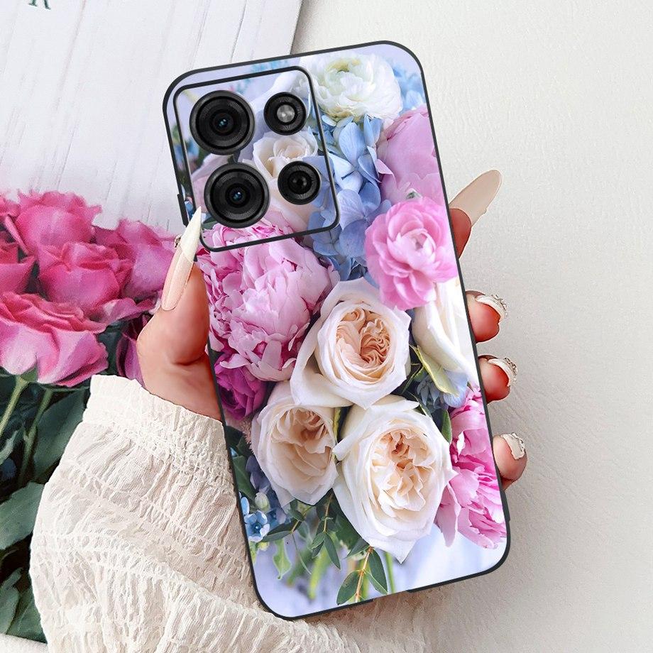 For Motorola G05 G15 Power G35 G55 G75 E15 Phone Case Back Cover Girly Fashion Flower Butterfly Paintong Soft TPU Bumper Fundas