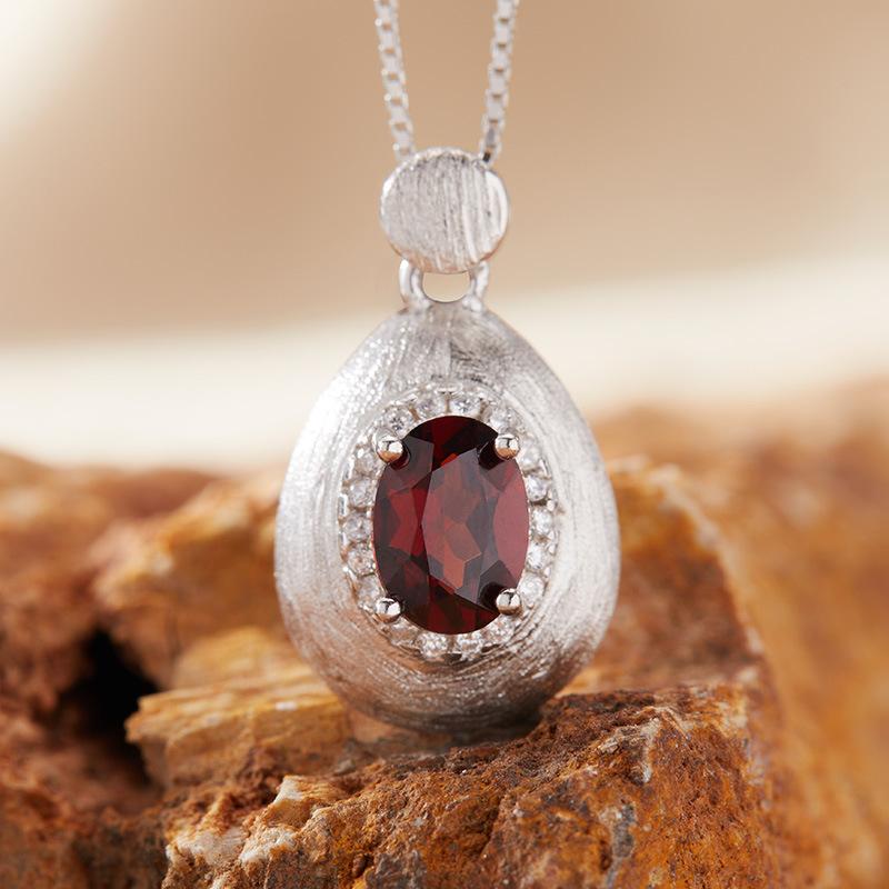 Натуральный аметистовый кулон-ожерелье женское S925 стерлинговое серебро матовое с танзанийским диопсидом топаз гранат цветной сокровище