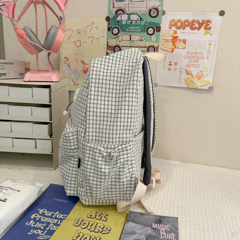 Студенческий школьный рюкзак Женский легкий водоотталкивающий клетчатый рюкзак Дорожный рюкзак