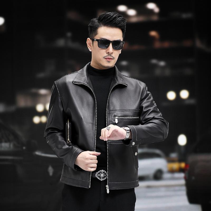 Новые осенние и зимние куртки из натуральной кожи, мужские куртки из овчины, кожаные куртки для мотоциклистов, деловая мужская одежда