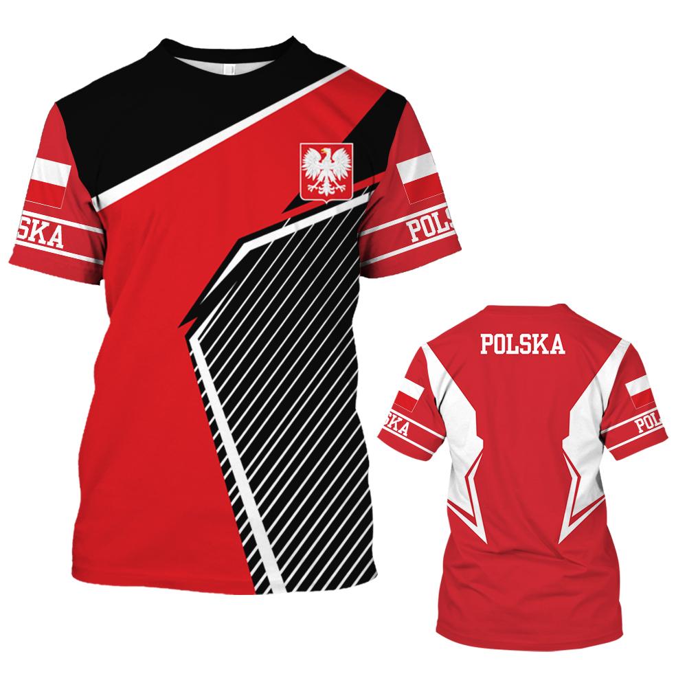 Мужские футболки с принтом флага Польши, модные топы с короткими рукавами, польские рубашки, летние уличные футболки с круглым вырезом большого размера, мужская одежда