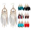 1 пара женских серег-подвесок в богемном стиле, этнические серьги с синтетическими перьями, изысканные женские серьги-подвески