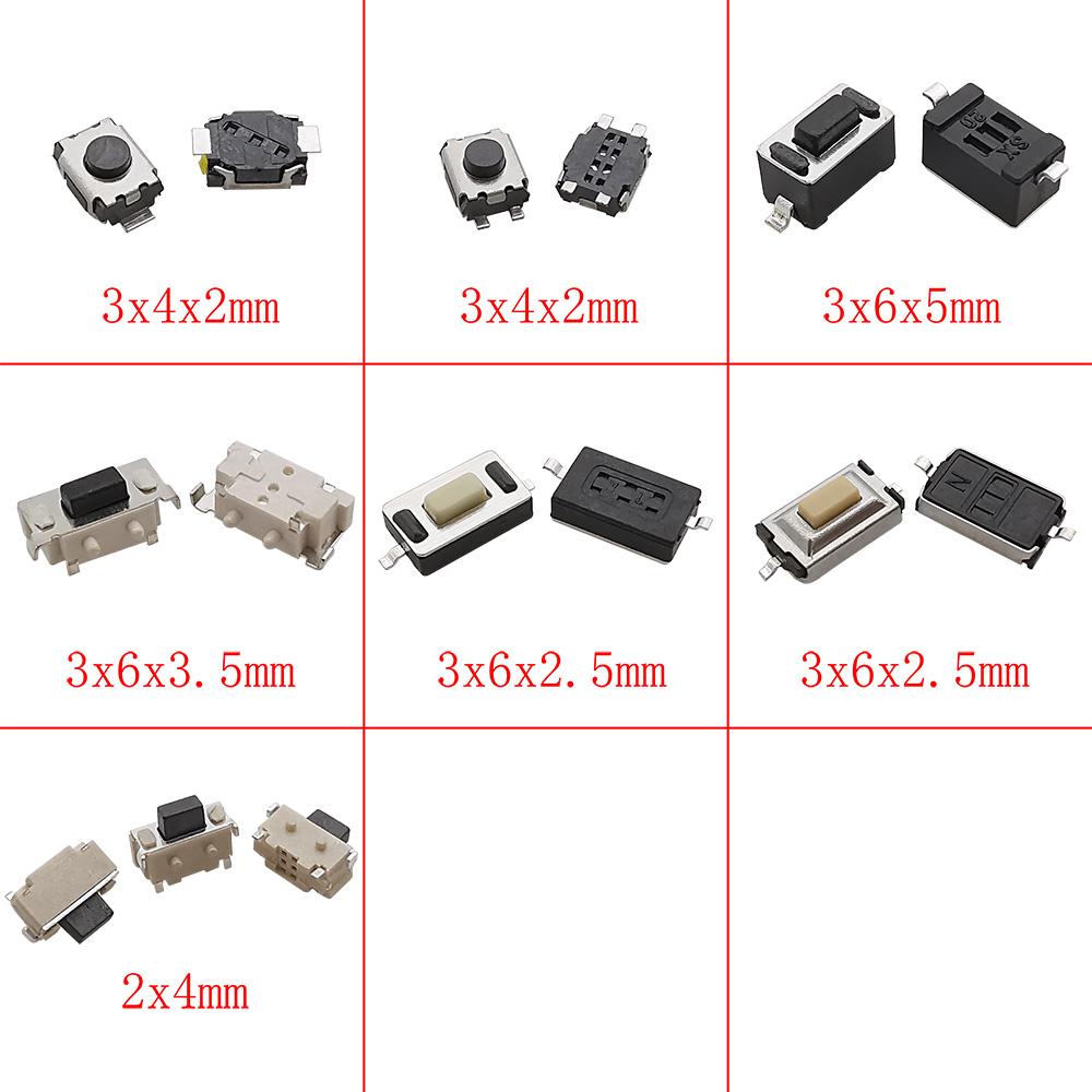 125 шт. 25 типов SMD DIP Микро Тактовые Кнопочные Переключатели Набор Разных Размеров 2*4 3*6 4*4 6*6 12*12 Сброс Мини-Переключатели для Arduino Кнопочные Переключатели 3