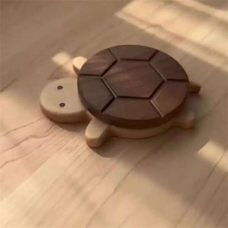 Creative Black Walnut Solid Wood Turtle Insulation Mat Cute Turtle Shape Kettle Tea Coaster Tableware Anti-scald Table Ornaments