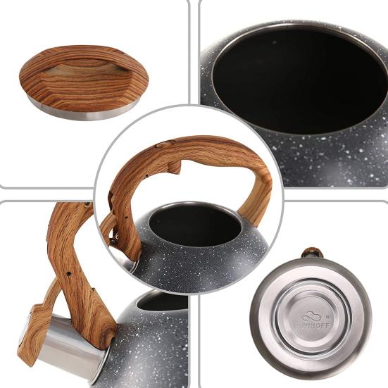 Чайник из нержавеющей стали со свистком, деревянная ручка, чайник, посуда для кипячения воды