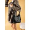 Women's Black Zippered Two-piece Cross Strap Hand Shoulder Bag
