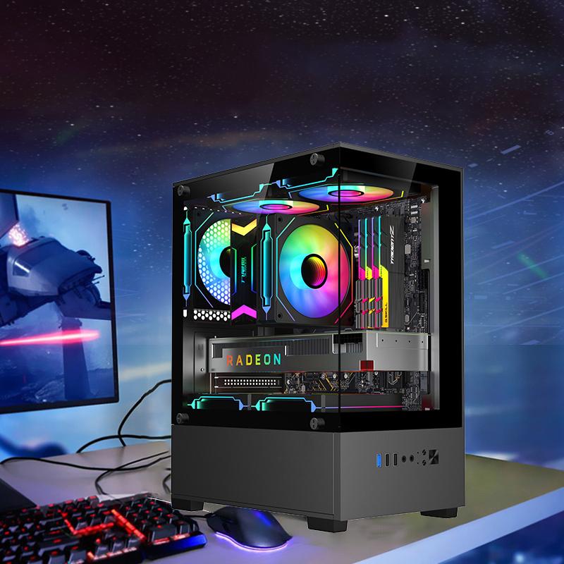 Прозрачный корпус настольного ПК, компьютерная башня для материнской платы M-Atx Itx, вентиляторы 240 мм, жесткий диск 3,5 дюйма, удлиненное основание, держатель SSD 2,5 мм