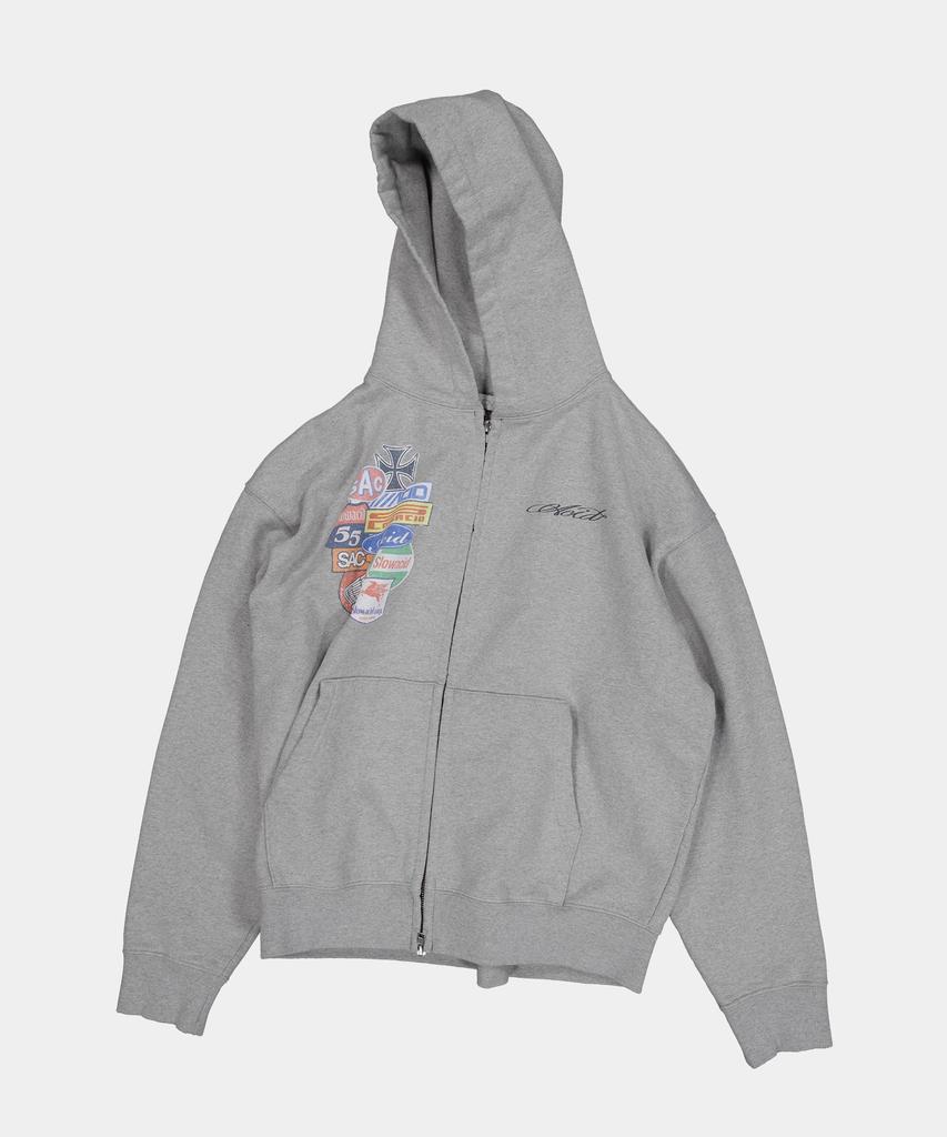 Худи на молнии Slowacid Vintage Sponsor [Меланжевый серый]