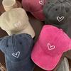 Washed Baseball Cap Women Dad Hat Vintage Embroidery Love Heart Sweet Soft Top Adjustable Sunshade Casual Sun Hat Outdoor Caps