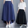 Summer Ice Silk Large-size Cropped Pants for Women Loose Wide-leg Pants To Make Them Look Slim Irregular Casual Big-slim Skirt Pants