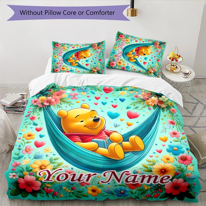 3pcs Winnie6 Cover Set - Personalized Name, HD Printed Bedding with 1 Cover and 2 Pillowcases - Perfect for Home Decor, Easy Care