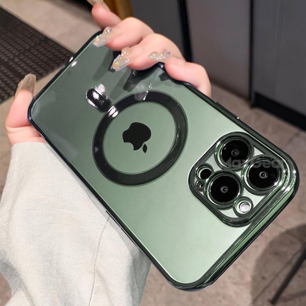 Роскошный прозрачный магнитный чехол с покрытием Magsafe для iPhone 14 13 12 11 Pro Max X XR XS 8 Plus, мягкий силиконовый чехол